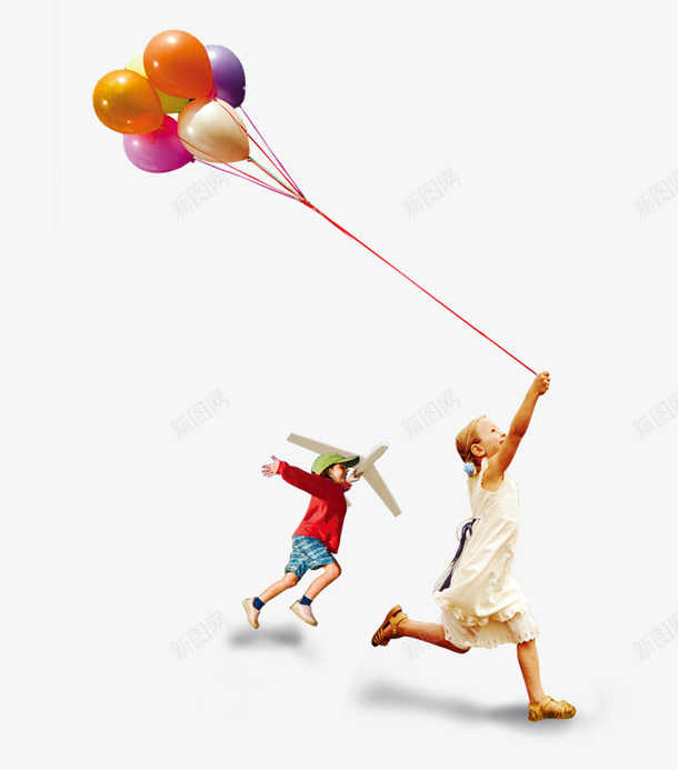 卡通可爱小人玩气球飞机png免抠素材_88icon https://88icon.com 卡通 可爱 小人 气球 飞机