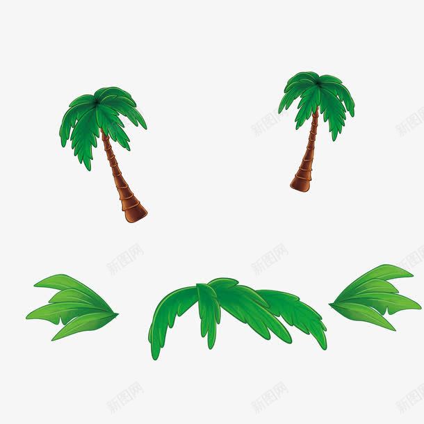 绿色卡通植物椰子树png免抠素材_88icon https://88icon.com 卡通 植物 椰子树 绿色叶子 背景装饰