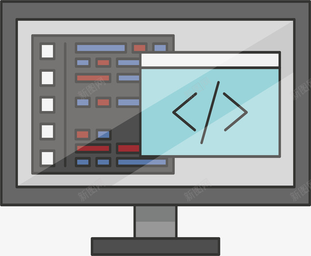 灰色电脑网络编程矢量图ai免抠素材_88icon https://88icon.com 互联网 打代码 电脑编程 矢量png 编程 网络编程 矢量图