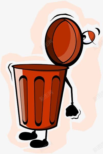 卡通忧郁的红色垃圾桶png免抠素材_88icon https://88icon.com 回收 垃圾 垃圾场 废物 废物利用 忧郁 清洁 红色垃圾桶