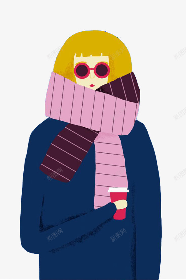 戴围巾的女孩png免抠素材_88icon https://88icon.com 围巾 图案设计 女孩 手绘
