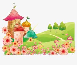 梦幻蘑菇房子卡通动画蘑菇素材