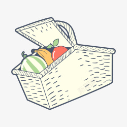 卡通手绘水果篮子素材