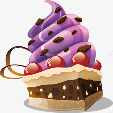 果味烧酒紫色的沙河蛋糕卡通矢量图图标图标