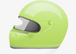 卡通绿色摩托车头盔素材