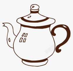手绘卡通创意茶壶素材