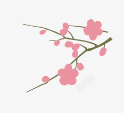 粉色简约桃花装饰图案素材
