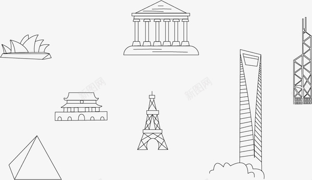铁塔建筑元素背景矢量图图标图标