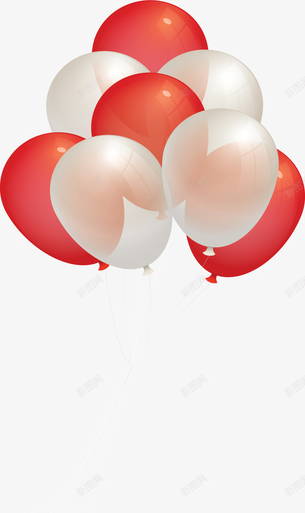 红白色透明的气球矢量图ai免抠素材_88icon https://88icon.com 气球 气球束 矢量png 红白色 节日气球 透明气球 矢量图
