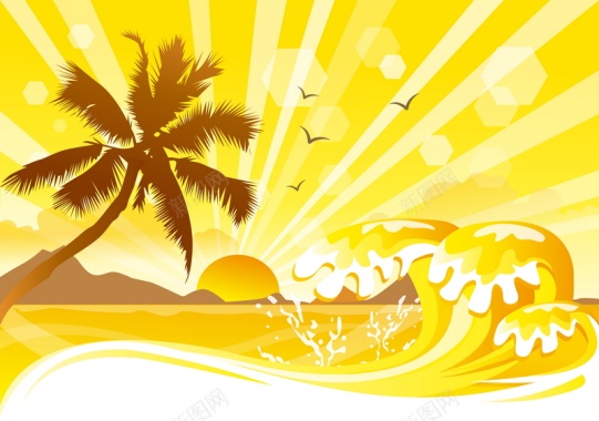 沙滩椰树矢量图背景