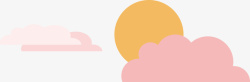 可爱粉红色的云朵和太阳矢量图素材
