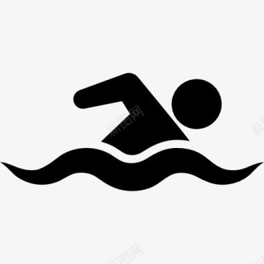 游泳的河马游泳的人图标图标