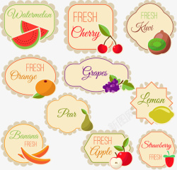 10款彩色水果标签矢量图素材