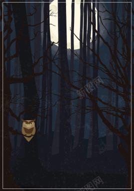矢量夜晚树林海报背景