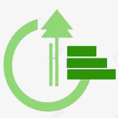 立体圆形三道杠绿色园林logo图标图标