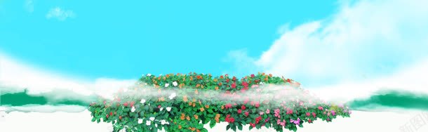 蓝天花簇云海唯美bannerjpg设计背景_88icon https://88icon.com banner 云海 唯美 花簇 蓝天