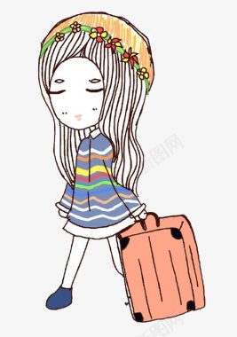 女孩拉着行李箱的女孩图标图标