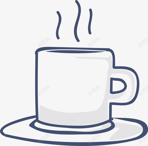 手绘线条咖啡杯矢量图ai免抠素材_88icon https://88icon.com 卡通咖啡机 咖啡杯 线条咖啡杯 矢量图