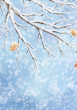 冬至雪树背景装饰矢量图背景