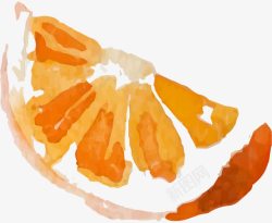 手绘水彩水果橘子瓣素材