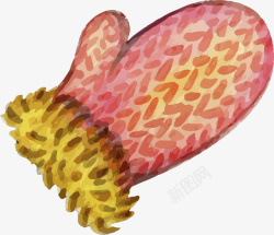 手绘风粉红色手套矢量图素材