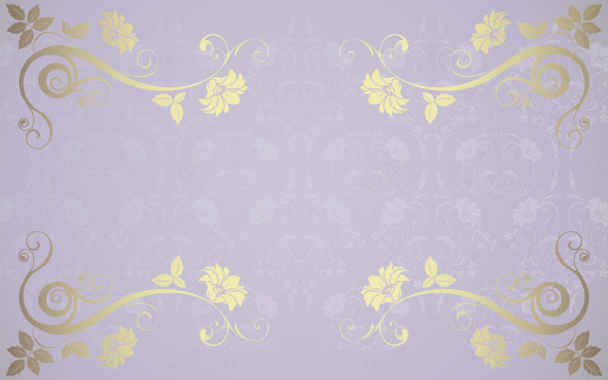 金色花纹紫底背景矢量图背景