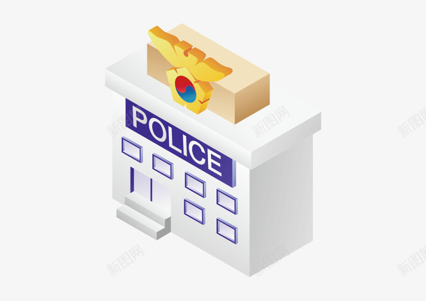 警察局矢量图ai免抠素材_88icon https://88icon.com 灰色 蓝色 警察局 矢量图