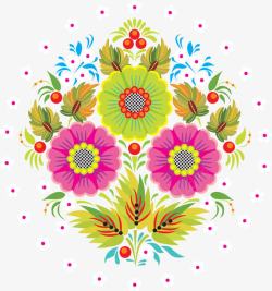 手绘彩色花朵植物梦幻美景素材