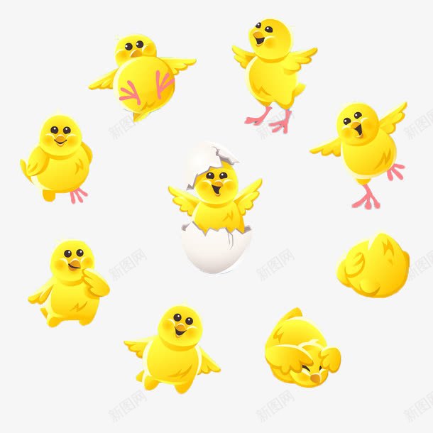 多种多样的卡通可爱黄色小鸡png免抠素材_88icon https://88icon.com 卡通 可爱 小鸡 黄色