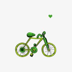 绿色手绘单车素材