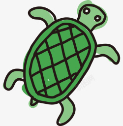 手绘卡通绿色乌龟素材