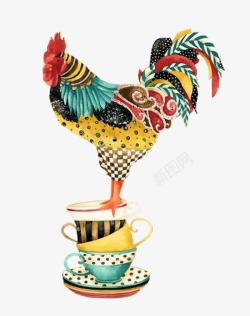 站高处的公鸡素材