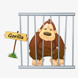 猩猩插画笼子里的猩猩矢量图高清图片
