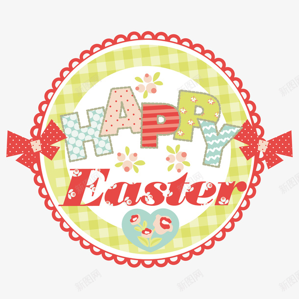 复活节快乐圆形标签png免抠素材_88icon https://88icon.com easter happy 圆形标签 复活节快乐 田园风 红色蝴蝶结