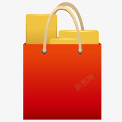 红黄渐变质感购物袋矢量图素材