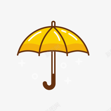 彩虹伞简约小清晰小黄伞标图矢量图图标图标