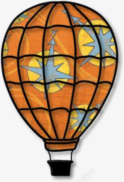 卡通棕色热气球装饰素材