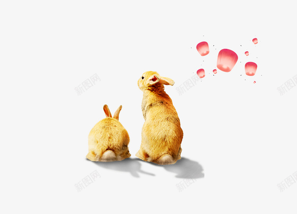 可爱兔子装饰手绘png免抠素材_88icon https://88icon.com 中秋 中秋节 兔子 动物 可爱 孔明灯 装饰