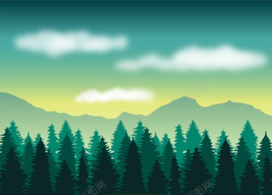 森林山脉风景广告背景矢量图背景