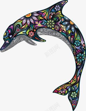 纹理素材中国风经典纹理海豚图标图标