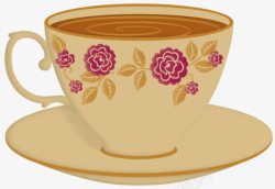 手绘花朵图案咖啡杯素材