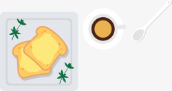 营养早餐面包咖啡矢量图素材