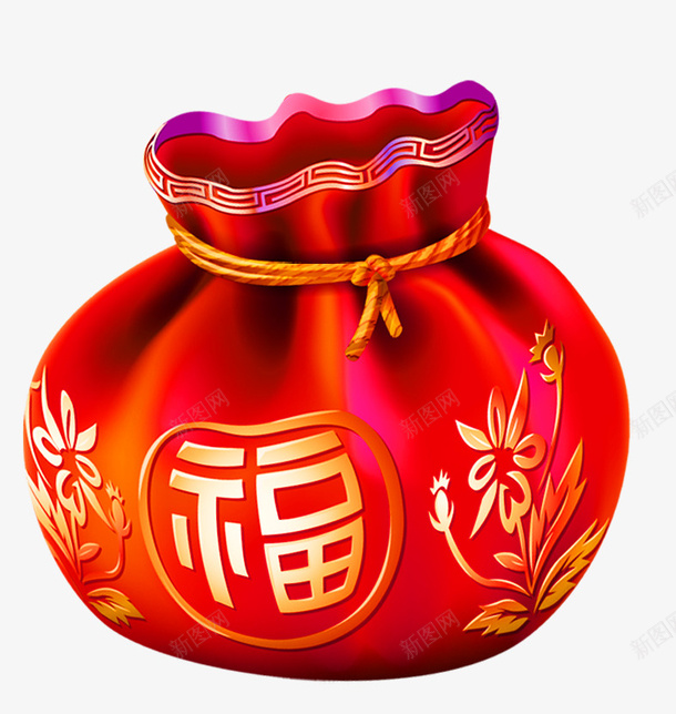 红色福袋装饰图案png免抠素材_88icon https://88icon.com 免抠PNG 福袋 红色 装饰图案