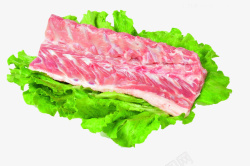 生菜上的猪脊骨肉素材