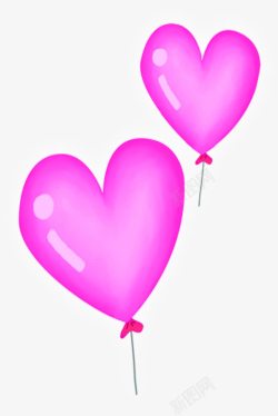 粉色卡通爱心气球手绘素材