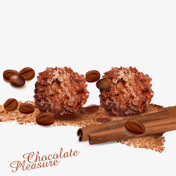 美味巧克力球和咖啡豆矢量图素材