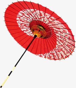 红色花折伞素材