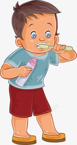 自驾刷牙的男孩素材