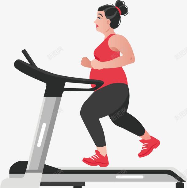跑步机上的女孩png免抠素材_88icon https://88icon.com 健身 女孩 矢量素材 跑步机