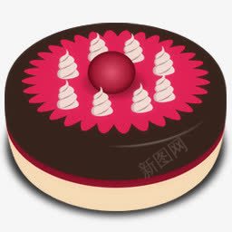 精美的巧克力蛋糕黑色圆形图标图标